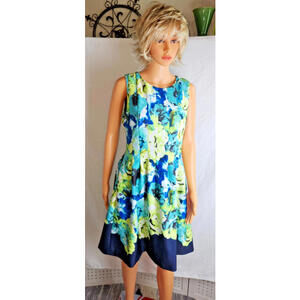 60s, Vince Camuto dress, double knit, knee length, floral, size 10, classic